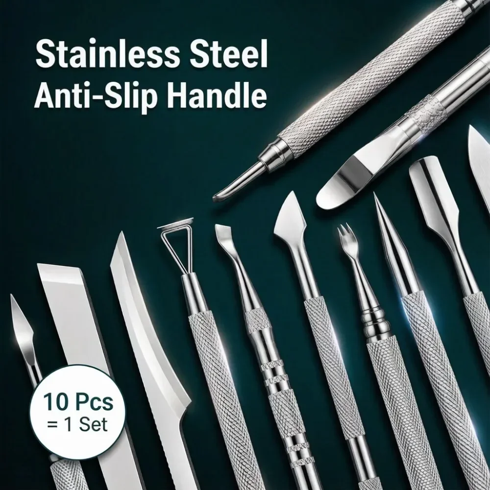 Mens Grooming Travel Kit - Foot File Kit 10Pcs Stainless Steel