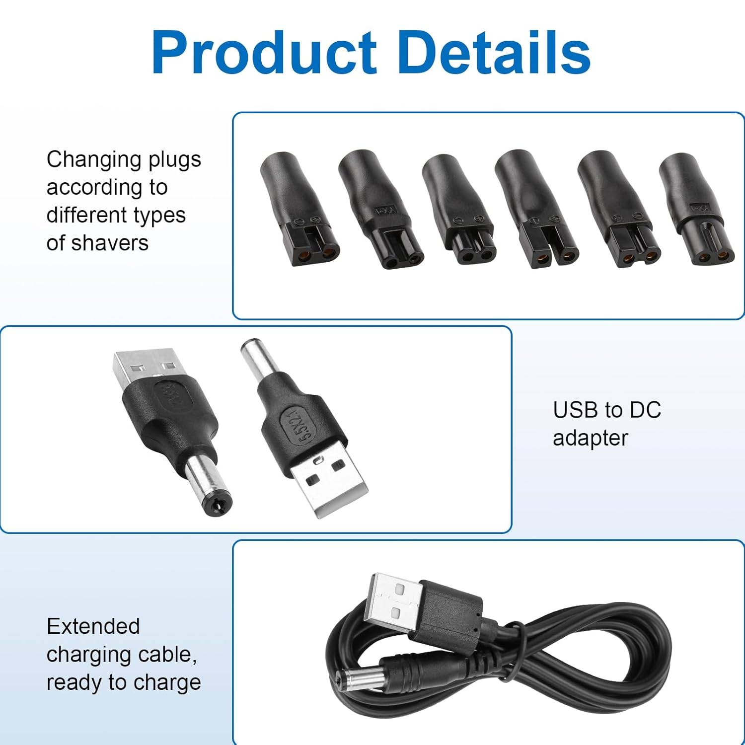 8 PCS Power Cord 5V Replacemen - Beard Trimmer recension och pris